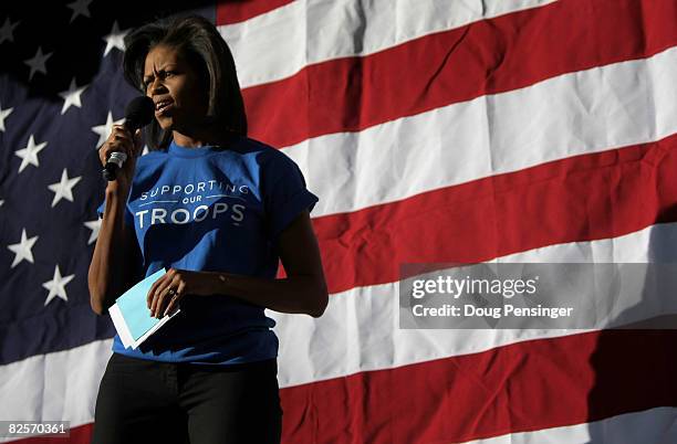 Michelle Obama, wife of presumptive Democratic presidential nominee Barack Obama , helps kick off the 2008 Democratic National Convention's Delegate...