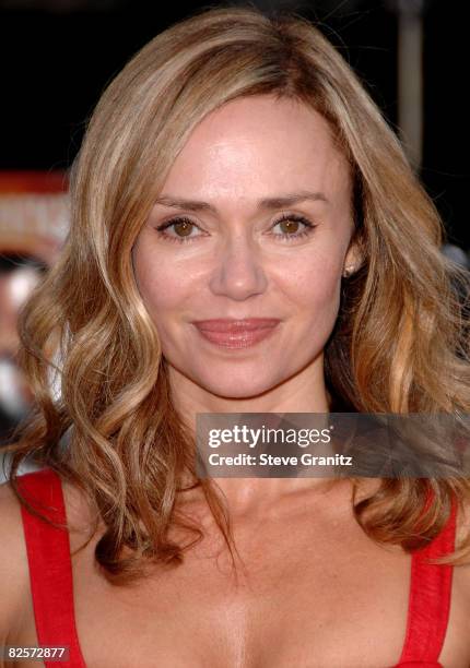 Vanessa Angel arrives at the Los Angeles Premiere Of "Tropic Thunder" at the Mann's Village Theater on August 11, 2008 in Los Angeles, California.