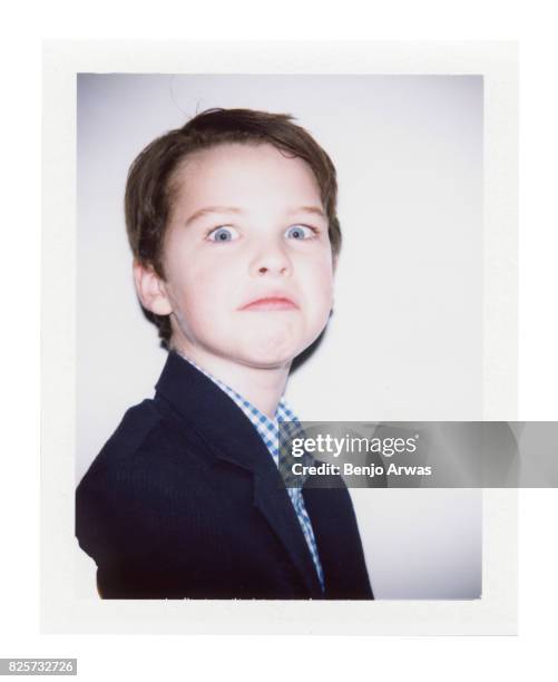 Actor Iain Armitage of CBS's 'Young Sheldon' is photographed on polaroid film during the 2017 Summer Television Critics Association Press Tour at The...