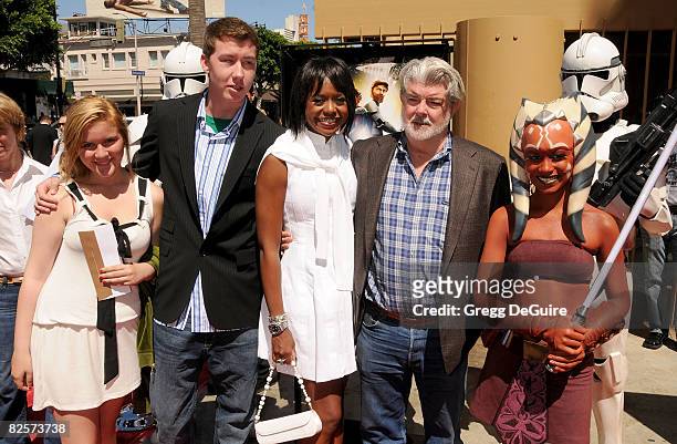 Executive Producer George Lucas , Charlotte Townsend, Jack Lucas and Mellody Hobson arrive at the U.S. Premiere Of "Star Wars: The Clone Wars" at the...