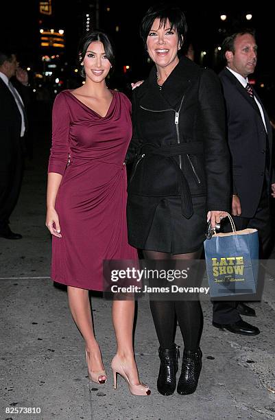 Kim Kardashian and mother Kris Jenner visits "Late Show with David Letterman" at the Ed Sullivan Theatre on August 25, 2008 in New York City.