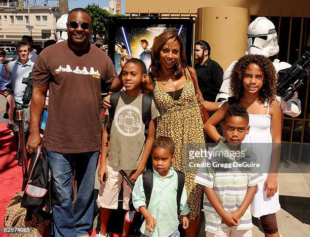 Actress Holly Robinson Peete, husband Rodney Peete and children arrive at the U.S. Premiere Of "Star Wars: The Clone Wars" at the Egyptian Theatre on...