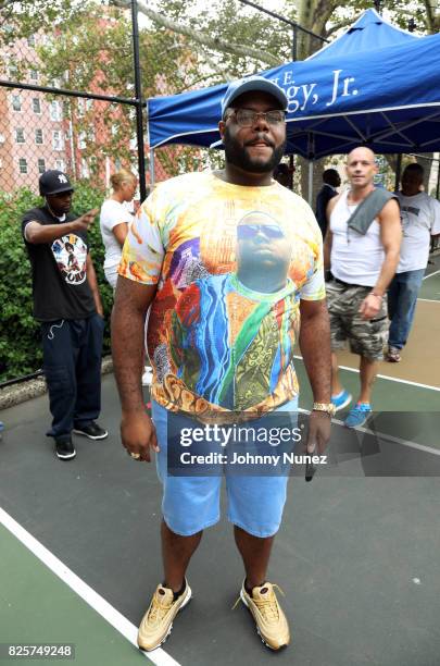 View of the atmosphere at the ribbon cutting ceremony at Crispus Attucks Playground on August 2, 2017 in the Brooklyn borough of New York City. NYC...