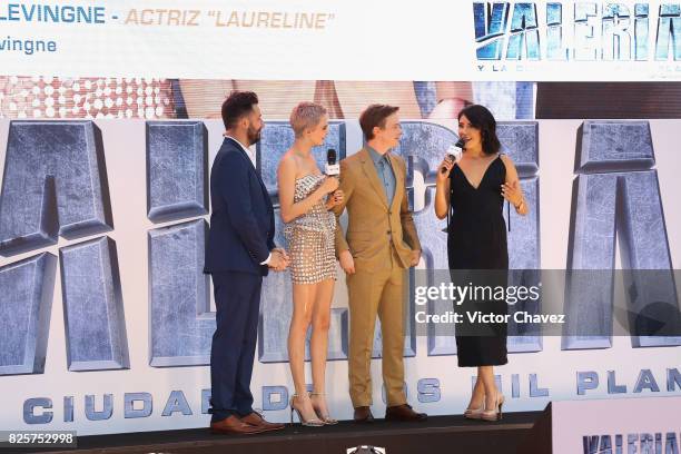 Actress Cara Delevingne and actor Dane DeHaan attend the "Valerian And The City Of A Thousand Planets" Mexico City premiere at Parque Toreo on August...