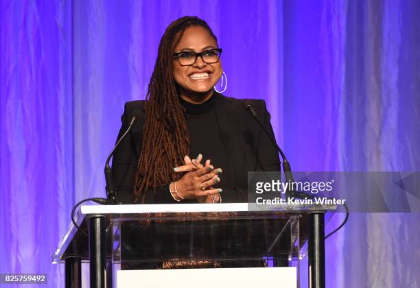 Ava DuVernay speaks onstage at the Hollywood Foreign Press Association's Grants Banquet at the Beverly Wilshire Four Seasons Hotel on August 2, 2017...