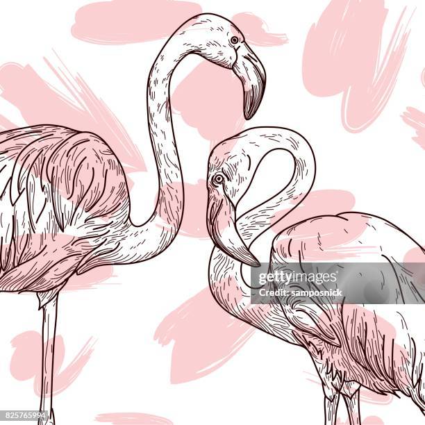 retro flamingo pattern - flamingo stock illustrations