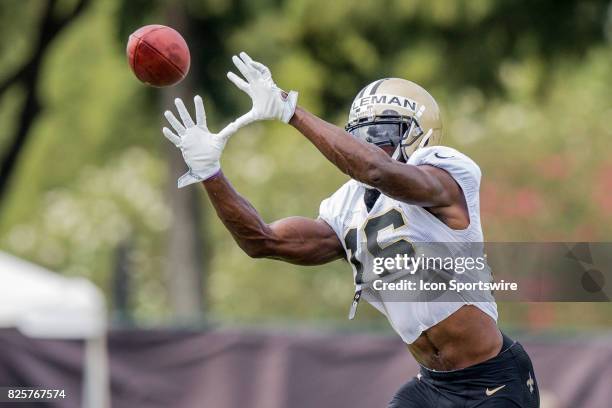 New Orleans Saints wide receiver Brandon Coleman works out during Training Camp on August 02 at the Ochsner Sports Performance Center in Metairie, LA.