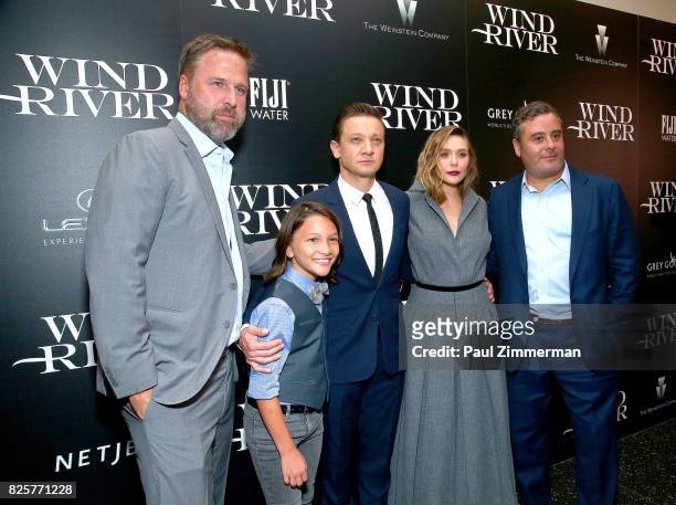Basil Iwanyk, Teo Briones, Jeremy Renner, Elizabeth Olsen and Matthew George attend The Weinstein Company With FIJI, Grey Goose, Lexus And NetJets...