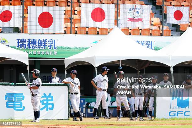 Japan team coach Toshihisa Nishi in action during the rest of the WBSC U-12 Baseeball World Cup Group A match between Brazil and Japan on August 3,...