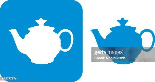 stockillustraties, clipart, cartoons en iconen met blauwe thee pot pictogrammen 8 - steeping