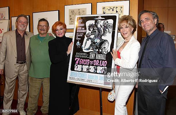 Actor Russ Tamblyn, animator Bob Baker, actress Ann Robinson, actress Barbara Eden and director Joe Dante attend AMPAS' "George Pal: Discovering the...