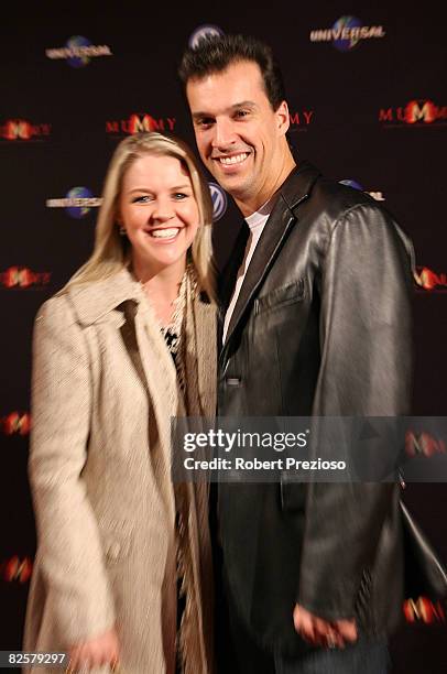 Matt Welsh and Lauren Newton arrive for the premiere of 'The Mummy' at the Hoyts Melbourne Central Cinemas on August 28, 2008 in Melbourne, Australia.