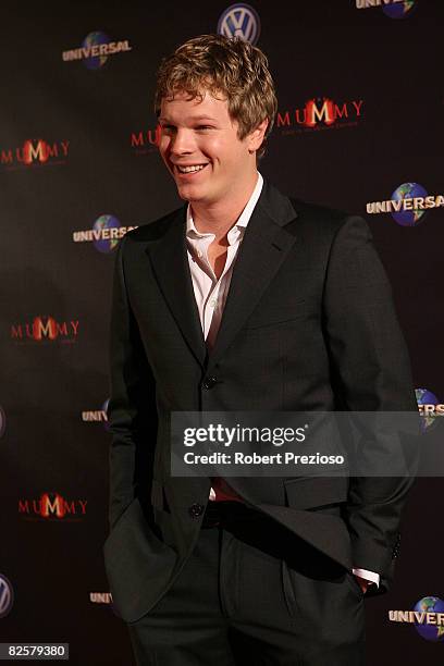 Actor Luke Ford arrives for the premiere of 'The Mummy' at the Hoyts Melbourne Central Cinemas on August 28, 2008 in Melbourne, Australia.