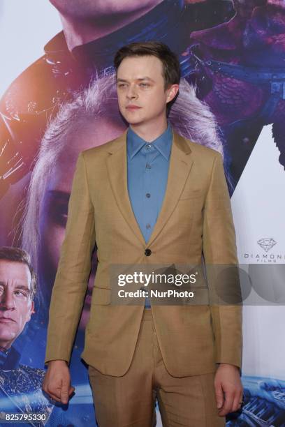 Actor Dane DeHaan is seen poses during the red carpet of Valerian and the City of a Thousand Planets Mexico City film Premiere at Toreo Parque...