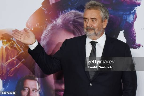 Director Luc Besson is seen poses during the red carpet of Valerian and the City of a Thousand Planets Mexico City film Premiere at Toreo Parque...