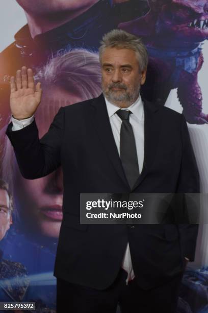 Director Luc Besson is seen poses during the red carpet of Valerian and the City of a Thousand Planets Mexico City film Premiere at Toreo Parque...