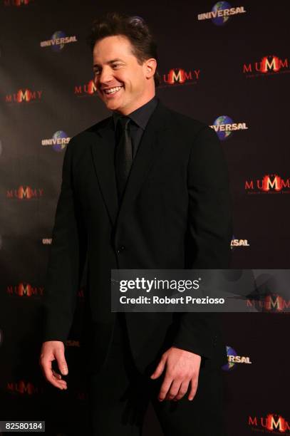 Actor Brendan Fraser arrives for the premiere of 'The Mummy' at the Hoyts Melbourne Central Cinemas on August 28, 2008 in Melbourne, Australia.