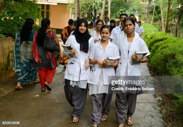 Ayurvedic retreat in Kerala. Students of the PNNM Ayurveda Medical College. Many doctors are formed after 6 years of studies. The college belongs to...