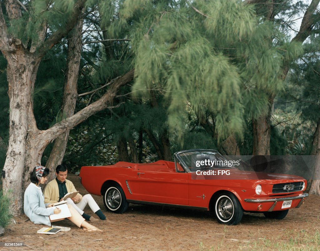 Promotional Shot Of Red 1964 Ford Mustang Convertible