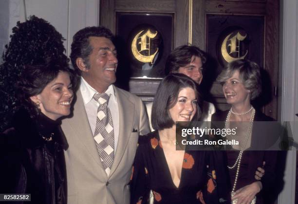 Actor/Singer Dean Martin, wife Catherine Hawn and his daughter, Gina Martin and son Ricci Martin on March 1, 1974 dining at Chasen's Restaurant in...