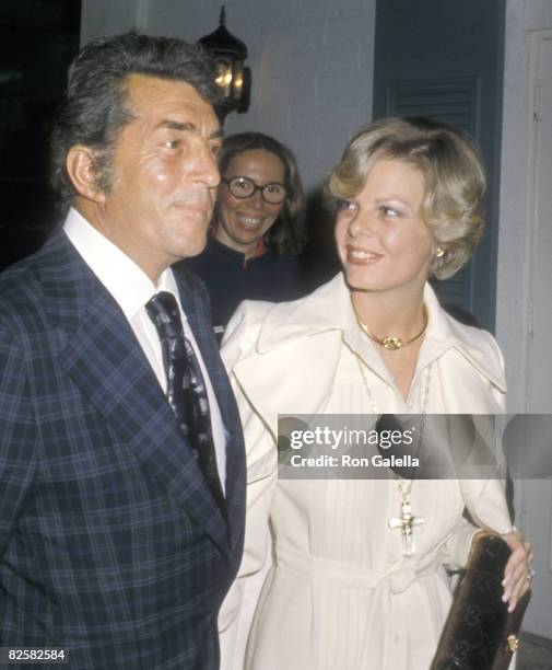 Actor/Singer Dean Martin and wife Catherine Hawn attend the 46th Annual Academy Awards Pre-Party on April 1, 1974 at Chasen's Restaurant in Beverly...