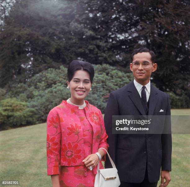 King Bhumibol and Queen Sirikit of Thailand at King's Beeches, their private residence in Sunninghill, Berkshire, 27th July 1966.