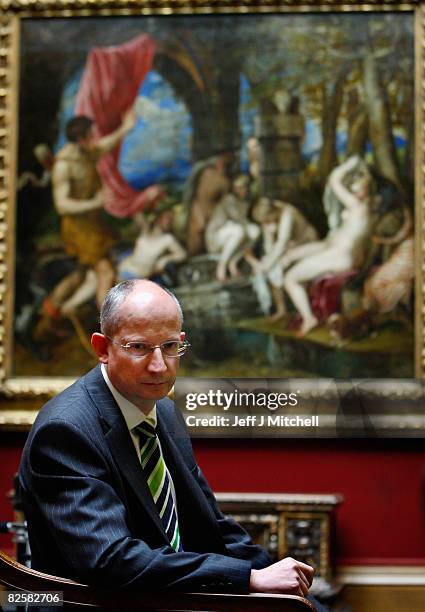 John Leighton, Director General, of the National Galleries of Scotland, stands in front of Diana and Actaeon August 28, 2008 in Edinburgh, Scotland....