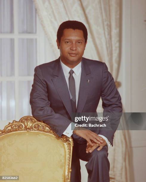 Portrait of Haitian President Jean-Claude Duvalier, Port au Prince, Haiti, 1984. Known as 'Baby Doc,' Duvalier ruled Haiti from 1971 to 1986, when...