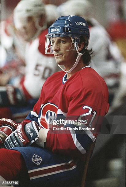 Canadiens forward Guy Carbonneau during practice at the Montreal Forum during the early 1990ss.