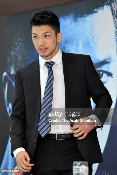 Ryota Murata attends a press conference announcing the rematch of the WBA Middleweight title bout on August 3, 2017 in Tokyo, Japan.