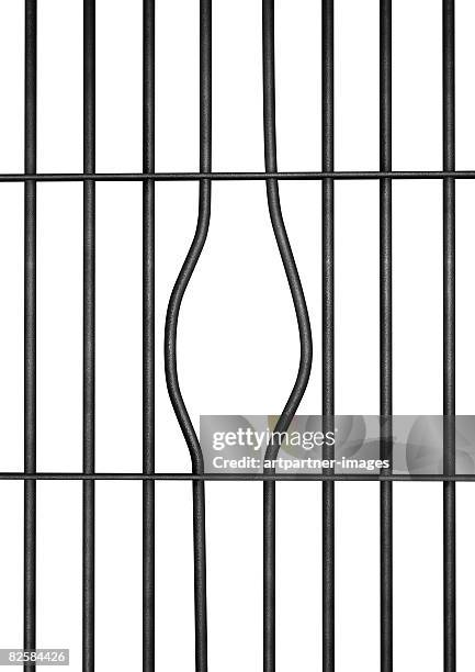 bent / turned bars in prison / jail - escape stock illustrations