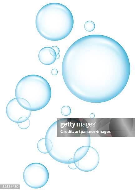 ilustraciones, imágenes clip art, dibujos animados e iconos de stock de several soap bubbles on white background - flotando en el aire