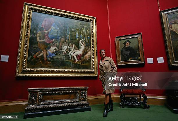 Artist Tracey Emin, makes an unscheduled visit to view the Titian painting, Diana and Actaeon, at the National Galleries of Scotland August 28, 2008...