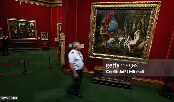 The Titian painting, Diana and Actaeon,on display at the National Galleries of Scotland August 28, 2008 in Edinburgh, Scotland. The two Titian...