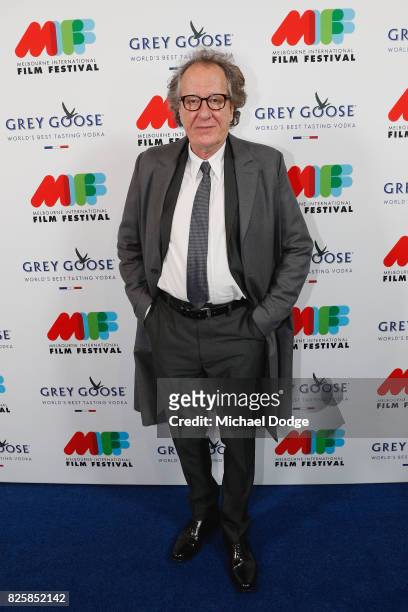 Geoffrey Rush poses ahead of the World Premiere of Jungle at the opening night of the 66th Melbourne International Film Festival on August 3, 2017 in...