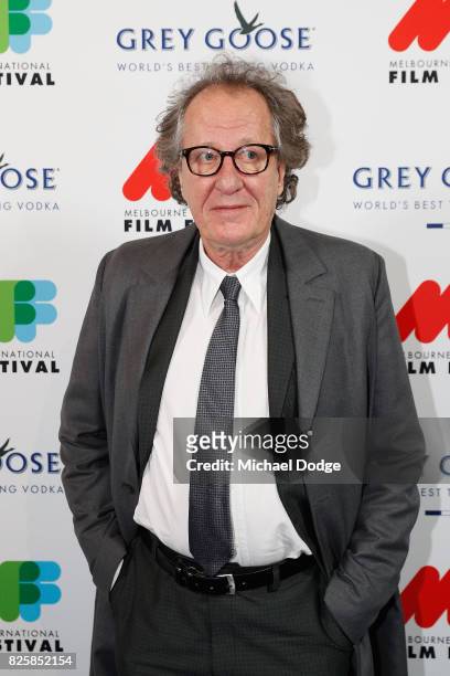 Geoffrey Rush poses ahead of the World Premiere of Jungle at the opening night of the 66th Melbourne International Film Festival on August 3, 2017 in...