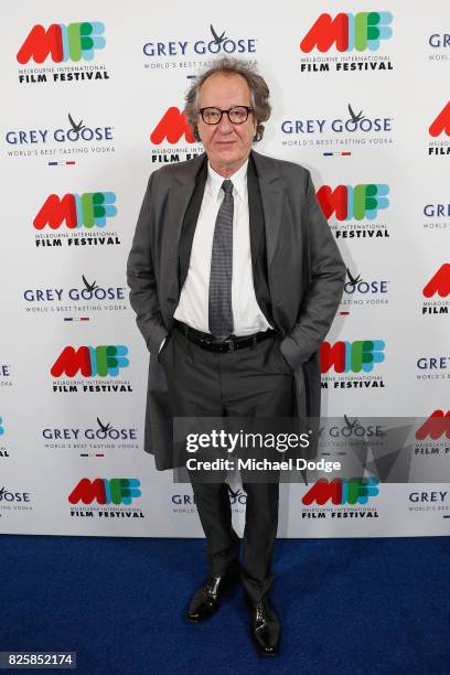 Geoffrey Rush poses ahead of the World Premiere of Jungle at the opening night of the 66th Melbourne International Film Festival on August 3, 2017 in...