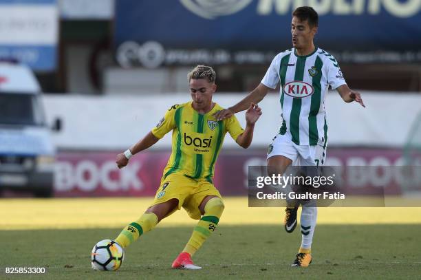 Tondela forward Tyler Boyd from New Zealand with Vitoria Setubal midfielder Joao Teixeira from Portugal in action during the League Cup match between...