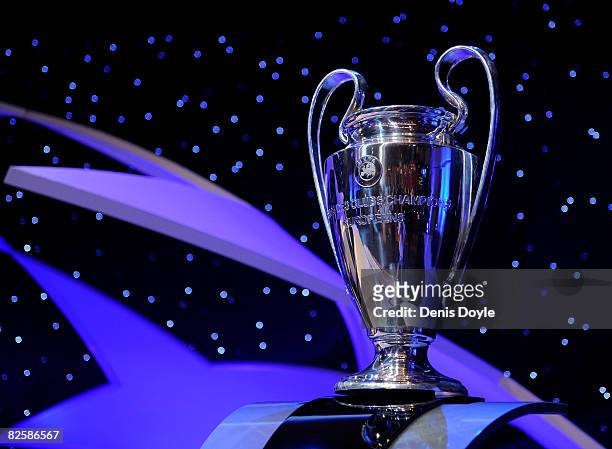 General view of the UEFA Champions League trophy at the UEFA Champions League Draw for the 2008/2009 season at the Grimaldi Center on August 28, 2008...