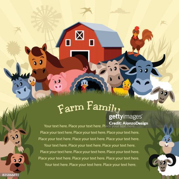 cartoon farm poster - bran stock illustrations