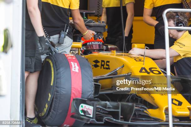 Robert Kubica of Poland and Renault Sport F1 looks on during day one of F1 in-season testing at Hungaroring on August 02, 2017 in Budapest, Hungary.