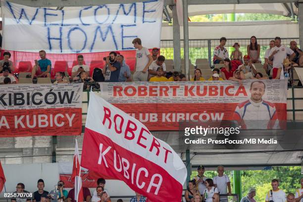 Robert Kubica Fans of Poland and Renault Sport F1 looks on during day one of F1 in-season testing at Hungaroring on August 02, 2017 in Budapest,...
