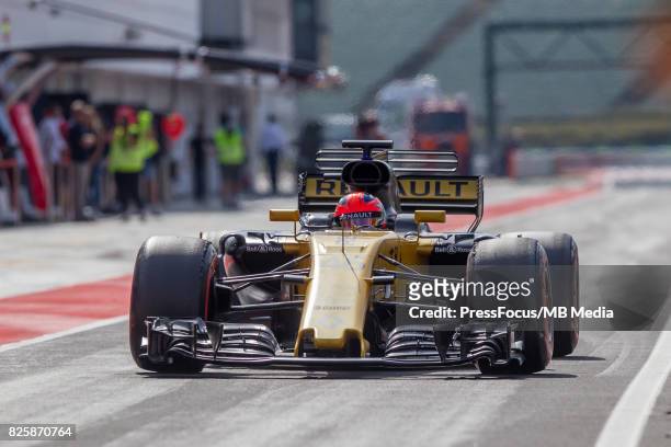 Robert Kubica of Poland and Renault Sport F1 looks on during day one of F1 in-season testing at Hungaroring on August 02, 2017 in Budapest, Hungary.