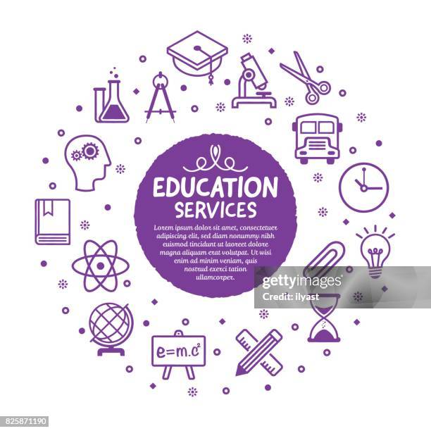 ilustrações de stock, clip art, desenhos animados e ícones de education services poster - school data