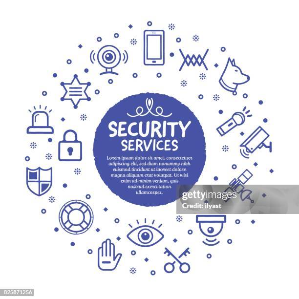 security services poster - technology security infographic stock illustrations
