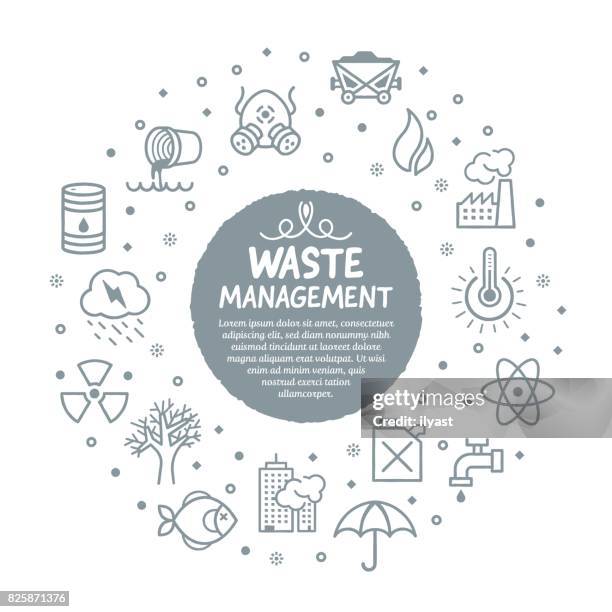 abfallwirtschaft-dienstleistungen-poster - water pollution stock-grafiken, -clipart, -cartoons und -symbole