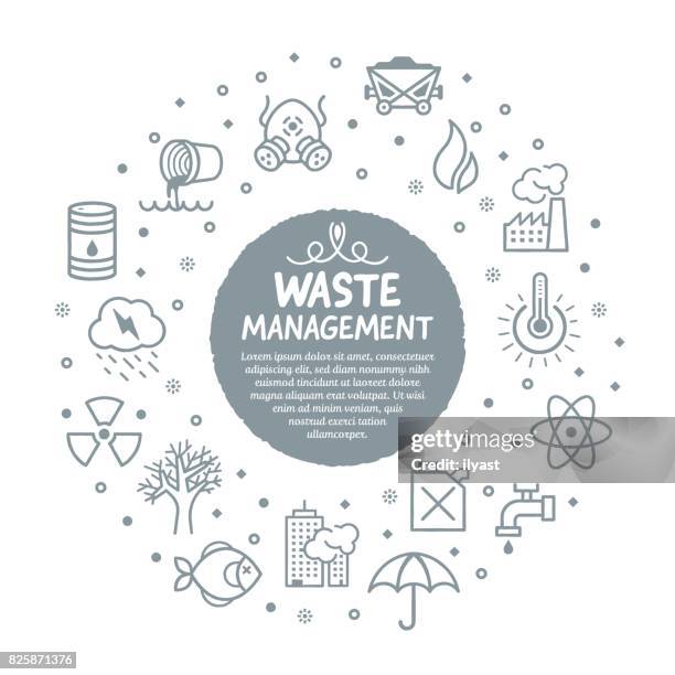 waste management services poster - waste management infographic stock illustrations