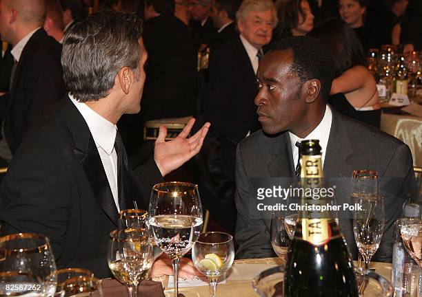 Actors George Clooney and Don Cheadle inside at the 13th ANNUAL CRITICS' CHOICE AWARDS at the Santa Monica Civic Auditorium on January 7, 2008 in...