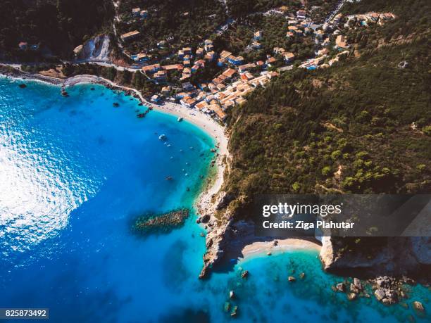 small village by the sea - slovenia-beach stock pictures, royalty-free photos & images