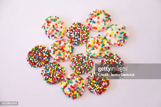 chocolate freckles - chocolate pieces stock pictures, royalty-free photos & images